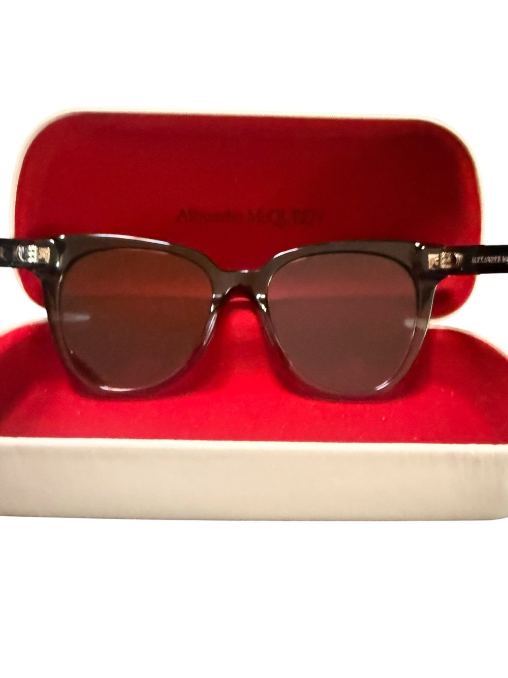ALEXANDER MCQUEEN WOMENS CAT EYE GREY GREY BLUE DESIGNER EYEWEAR with case - Picture 11 of 15